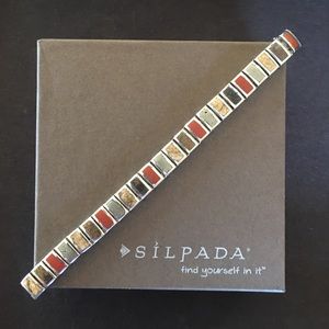 Silpada Bronzite, Jasper, Pyrite Panel Bracelet